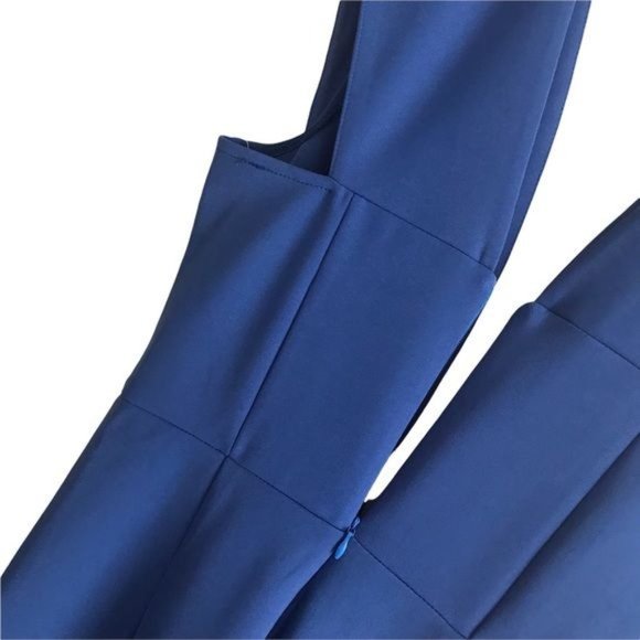 Deep V Plunge Fitted Night Out Date Night Jumpsuit in Blue Size Medium - Picture 7 of 7